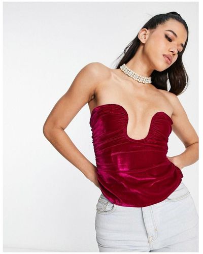 ASOS DESIGN Suzie satin heart-cupped balconette bra in red