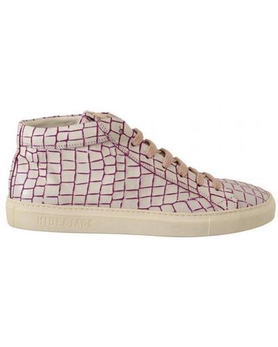 HIDE & JACK White Bordeaux Leather Casual Lace Up Trainers Shoes - Pink