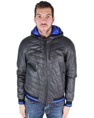 Armani Jeans Zgb04p Zgp03 Jacket Leather - Blue