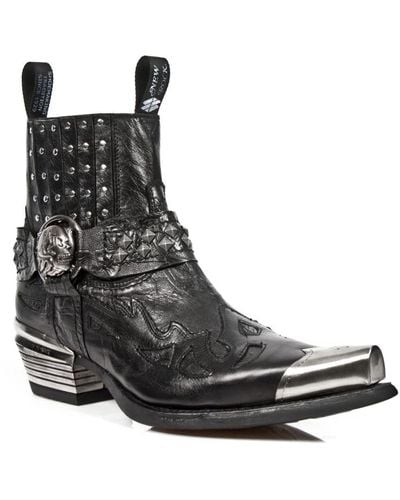 New Rock Metal Gothic Boots-7950P-S1 - Black