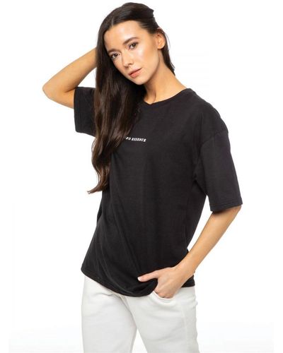 Enzo Ladies Print Oversized T-Shirt - Black