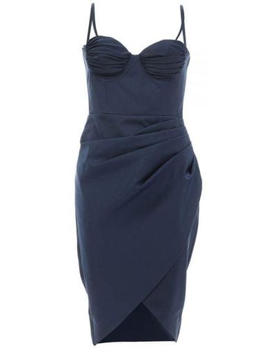 Lavish Alice S Strap Ruched Midi Dress - Blue