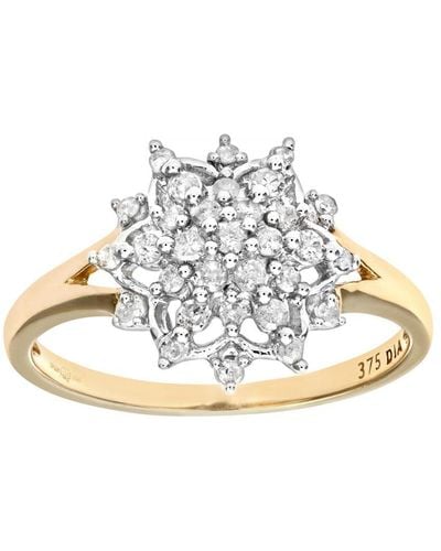 DIAMANT L'ÉTERNEL 9ct Geelgouden Diamanten Ring - Wit