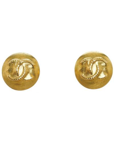 Chanel Vintage Cc Clip-on Earrings Gold Brass - Metallic