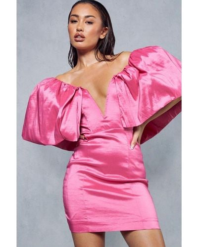MissPap Premium Extreme Ruffle Shoulder Dress - Pink