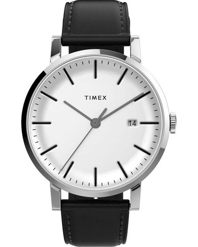 Timex Midtown Watch Tw2V36300 Leather (Archived) - Black