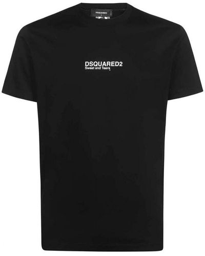 DSquared² Sweat And Tears Logo Cool Fit T-Shirt - Black