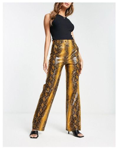 4th & Reckless Leather Look Wide Leg Trousers - White