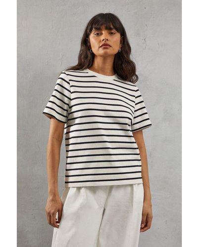 Warehouse Premium Stripe Boxy Jersey T-Shirt - Multicolour