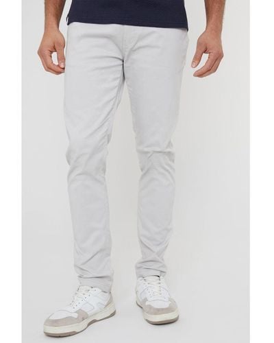 Threadbare Off White 'castello' Cotton Slim Fit Chino Trousers With Stretch - Blue