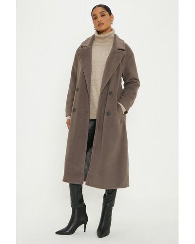 Dorothy Perkins Longline Double Breasted Coat - Natural