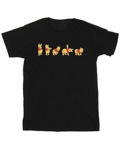 Disney Winnie The Pooh Stretching T-Shirt () Cotton - Black