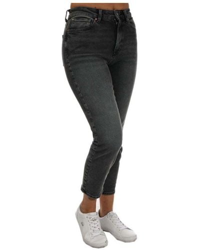 ONLY Emily Rechte Jeans Met Stretch En Hoge Taille Voor , Grijs - Zwart