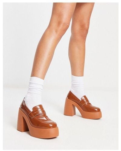 ASOS Palette Chunky High Heeled Loafers - White