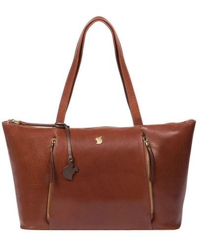 Conkca London 'Clover' Conker Leather Tote Bag - Brown