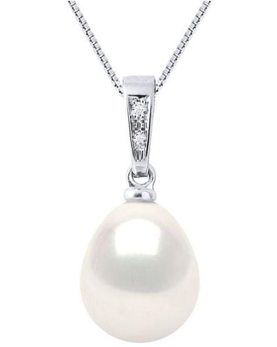 Diadema Diamond Pendant 0.010 Cts Gekweekte Pearl Freshwater Peer 9-10mm White White Gold - Wit