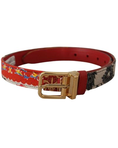 Dolce & Gabbana Majolica Patchwork Metal Buckle Belt - Red