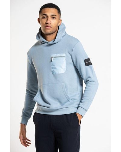 Jameson Carter Blue 'ansdell' Cotton Blend Hoodie With Nylon Pocket Detail