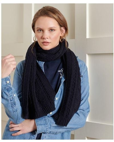 Superdry Lannah Cable Scarf Wool - Blue