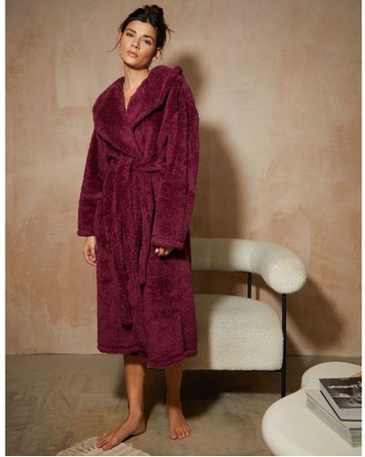 Threadbare 'Teddy' Longline Fleece Dressing Gown - Multicolour