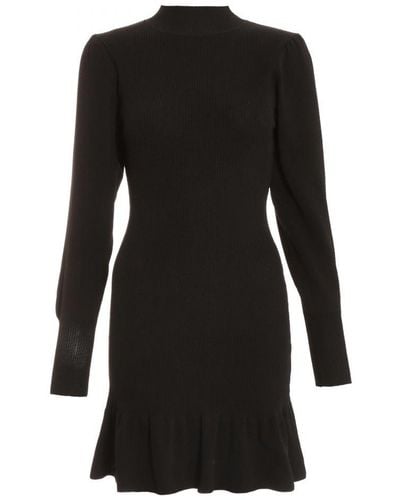 Quiz Black Knitted Frill Hem Jumper Dress