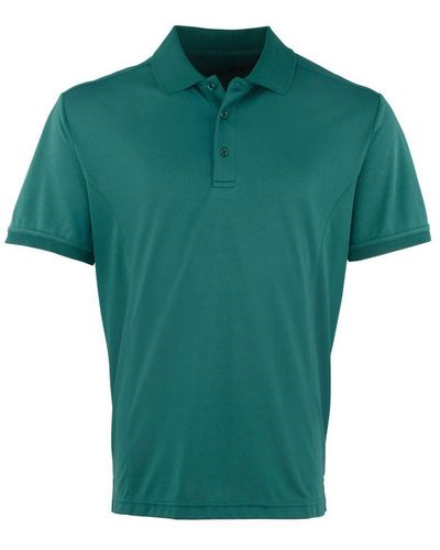 PREMIER Coolchecker Pique Short Sleeve Polo T-Shirt (Bottle) - Green