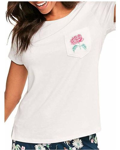 Figleaves Hummingbird Embroidered Pocket T-Shirt - White