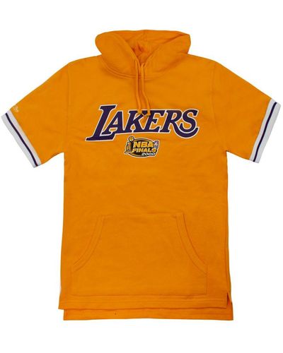 Mitchell & Ness La Lakers Nba French Terry Hooded T-shirt Cotton - Orange
