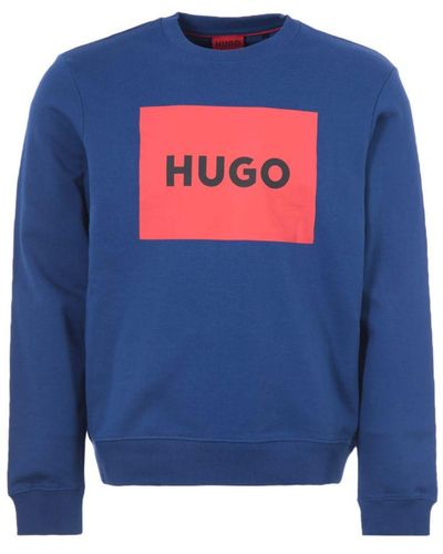 HUGO Duragol Logo Sustainable Crew Neck Sweatshirt - Blue