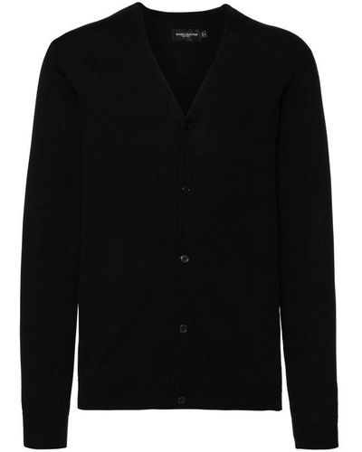Russell Collection V-Neck Knitted Cardigan () - Black
