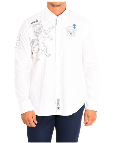La Martina Long Sleeve Shirt Tmc601-ox077 Cotton - White