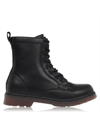 Miso Brandi Lace Up Walking Boots Leather - Black