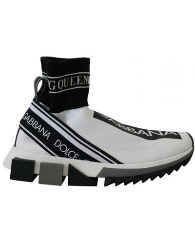 Dolce & Gabbana White Black Sorrento Socks Trainers Shoes Fabric