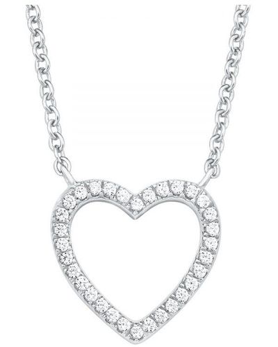 S.oliver Chain With Pendant For Ladies, Sterling 925, Zirconia Heart (Archived) - White