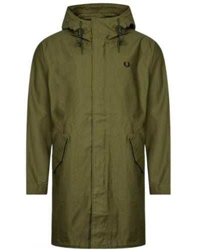 Fred Perry Hooded Shell Parka Jacket - Green