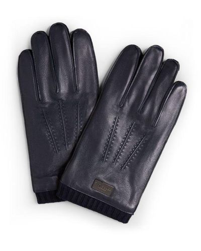 Ted Baker Accessories Blockk Leather Gloves In Navy - Blauw