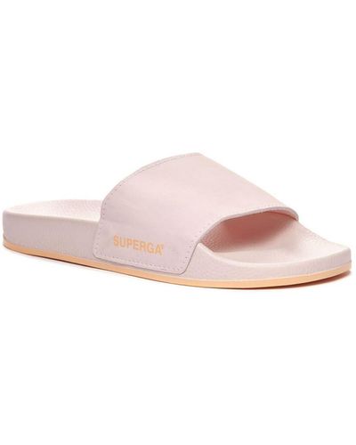 Superga Ladies 1908 Butter Soft Leather Sliders (Light/Apricot) - Pink