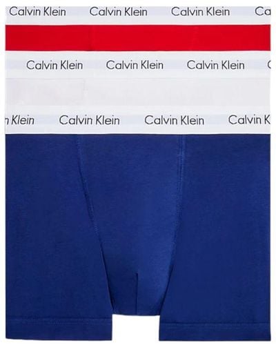 Calvin Klein 3 Pack Cotton Stretch Trunks, // Boxers - Blue