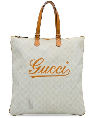 Gucci Vintage GG Plus Tote White Fabric