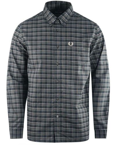 Fred Perry Gunmetal Oxford Check Shirt - Grey