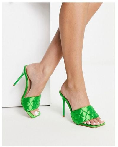 SIMMI London Maeve Quilted High Heel Mules - Green