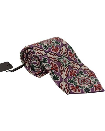Dolce & Gabbana Fantasy Pattern Silk Necktie - Brown