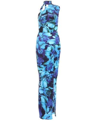 Quiz Blue Floral Asymmetric Maxi Dress