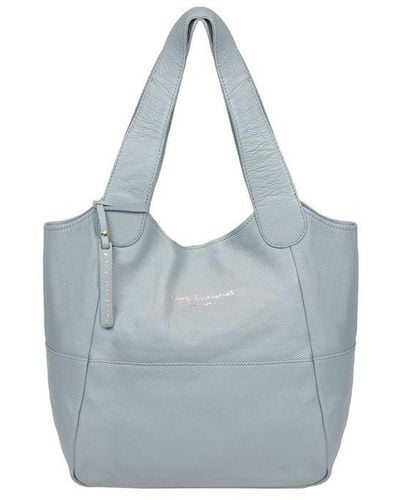 Pure Luxuries 'Freer' Cashmere Leather Tote Bag - Blue