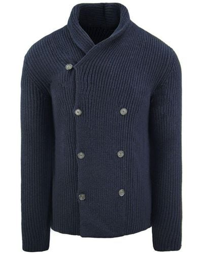 Hackett Double Shawl Jumper Wool (Archived) - Blue