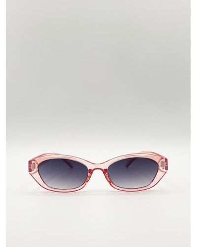 SVNX Pale Crystal Retro Slim Cateye Sunglasses - White