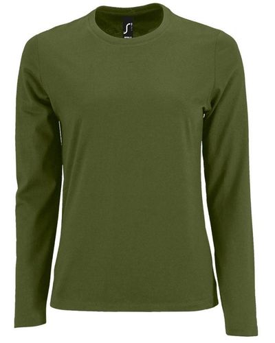 Sol's Ladies Imperial Long Sleeve T-Shirt (Dark) - Green