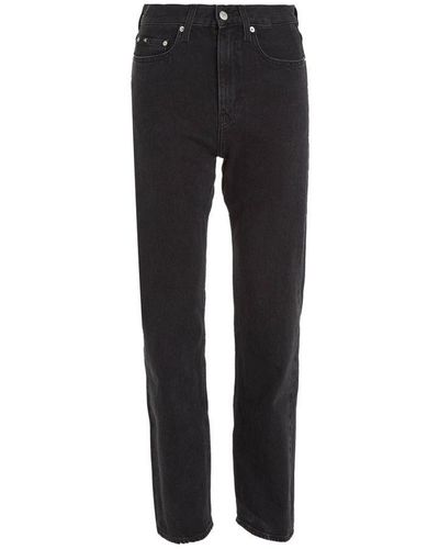 Calvin Klein High Waist Straight Fit Jeans Black Denim - Zwart