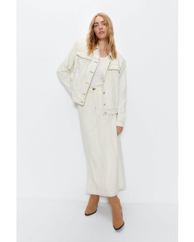 Warehouse Denim Panelled Maxi Skirt - White