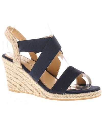 Platino Wedge Sandals Desire Elasticated Textile - Blue
